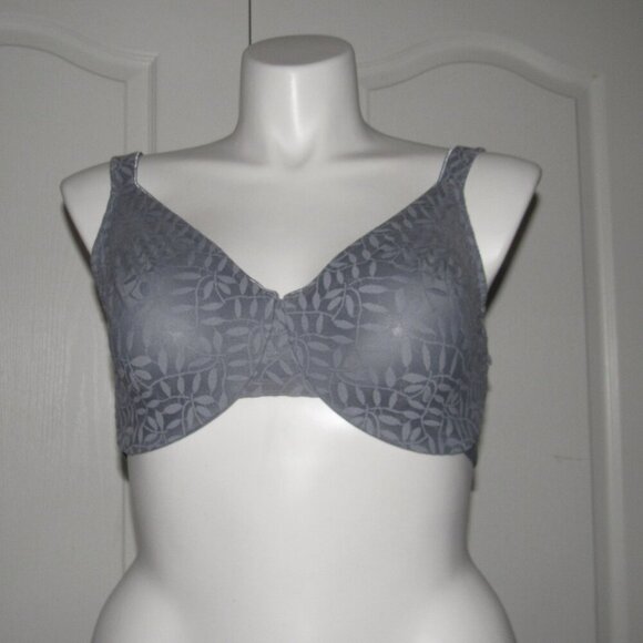 OLGA Gray Lace Sheer Leaves Underwire Minimizer Bra Size 42DD - Picture 1 of 4
